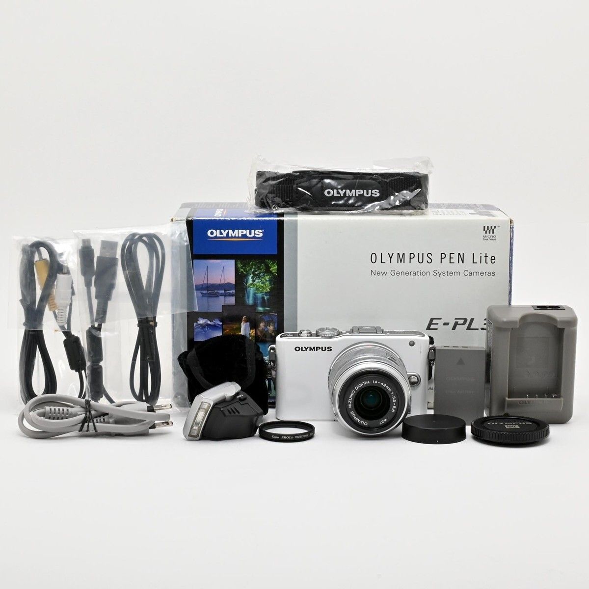 1351＜良品＞ OLYMPUS ミラーレス一眼 PEN Lite E PL3 レンズキット ホワイト E PL3 LKIT WHT