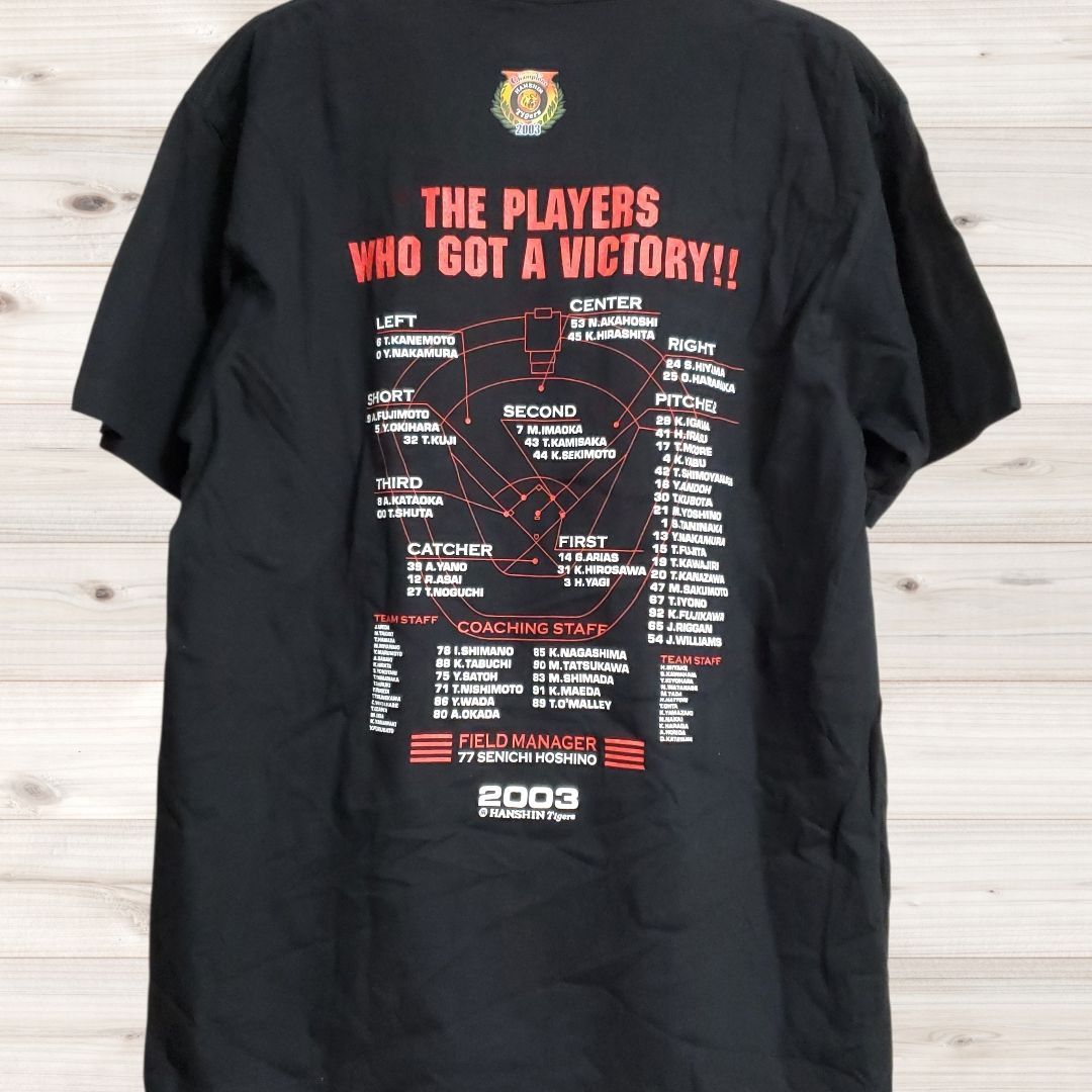 【阪神タイガース】Tシャツ B1693 A chievers tigers 2003 阪神タイガース 半袖Tシャツ 優勝記念