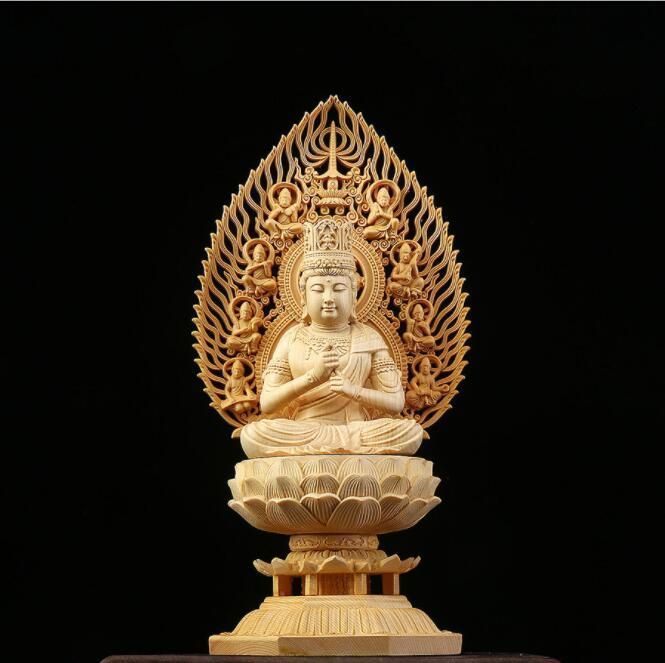 極上品/綺麗 総檜材　仏教工芸品　木彫仏像　精密彫刻　仏師で仕上げ品 大日如来座像