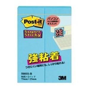 （まとめ）スリーエム 3M ポストイット 500SS-B 強粘着 75mm×25mm 青〔×20セット〕