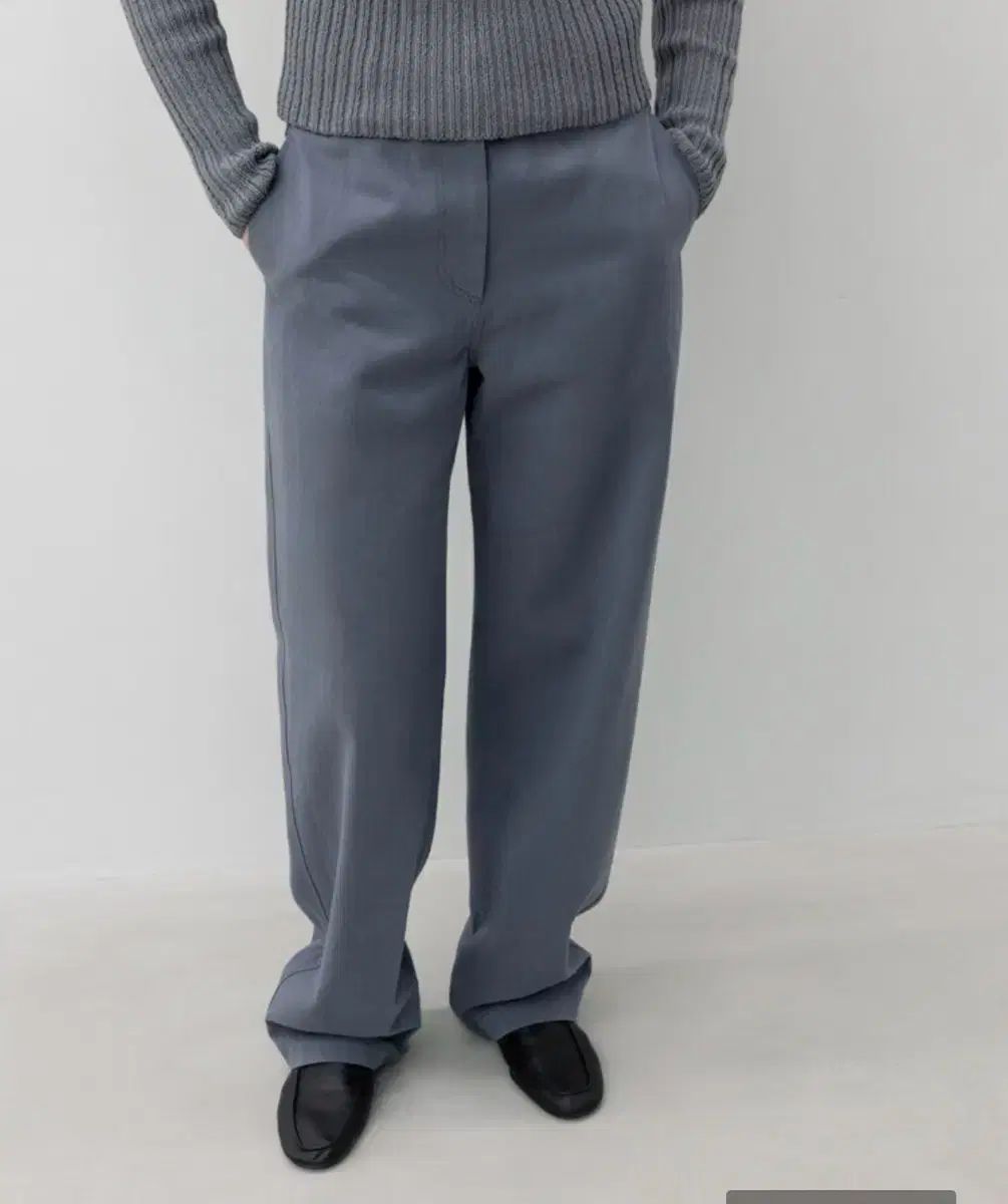 Curve Cotton Pants (Blue Gray) 新品 sサイズ