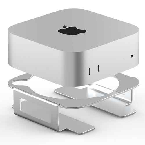 IFCASE アルミニウム デスクトップマウントスタンド Mac mini M4/M4 Pro 2024用 - 冷却の向上 電源ボタンへのアクセス デスクの整理 (シルバー)/ 785333eb