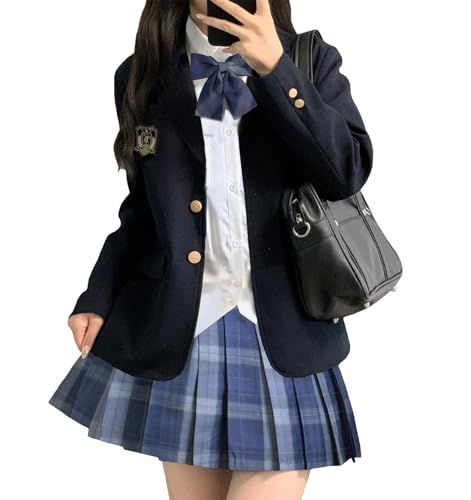 [Sivrusn] コスプレ 制服 女子高生 5点セット ブレザー 女子高校生 jk 制服 スカート シャツ 蝶結び バッジ 学生服 コスチューム 仮装 スクールスーツ 高校生 入学式 卒業式 文化祭 学園祭/ 29a1e6d7