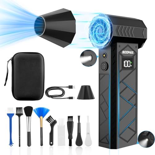 【101m/sを超える圧倒的な風速】Boomax エアダスター 電動エアダスター ブロワー 200,000RPM高速回転 4段階風量調整 20,000mAh大容量バッテリー 2つライト コードレス Type-C充電式 小型で強力 軽量 過熱保 fb83b68c