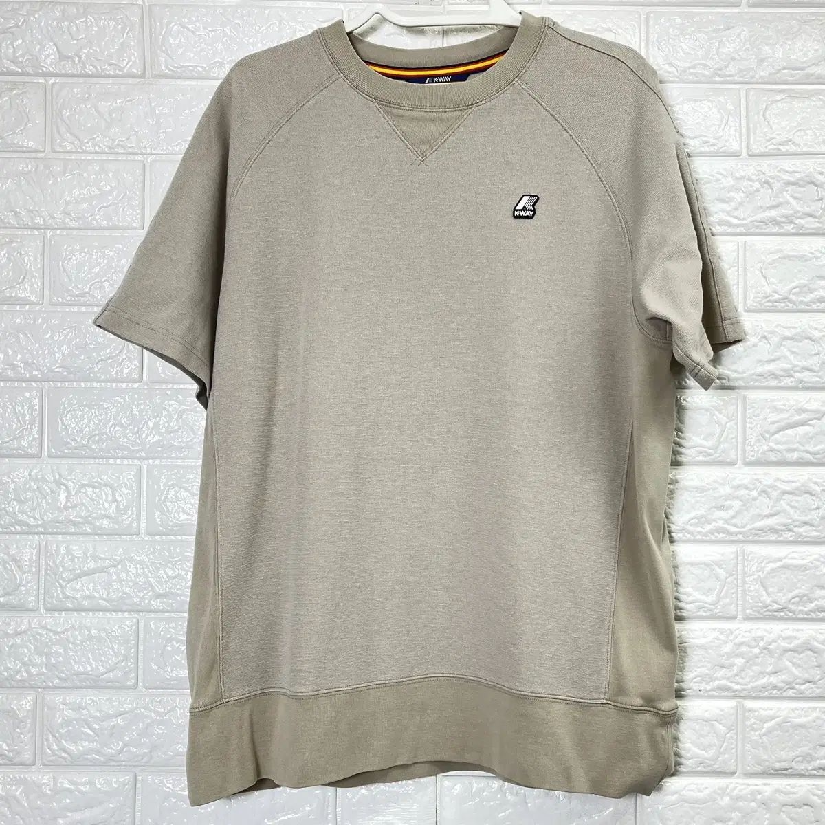 K-WAY(ケーウェイ) メンズ ベージュ ロゴ 刺繍 Tシャツ 半袖 L