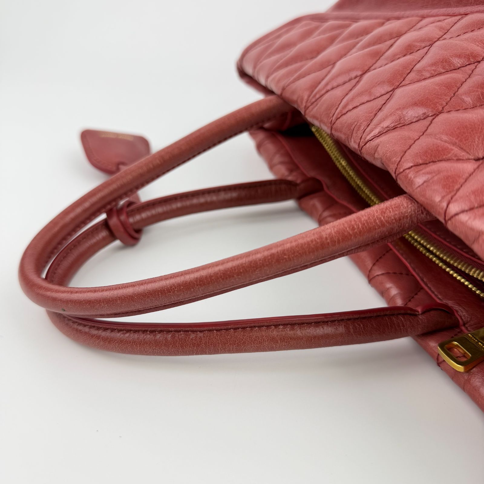 中古】MIU MIU ミュウミュウ ハンドバッグ トートバッグ レッド レザー 