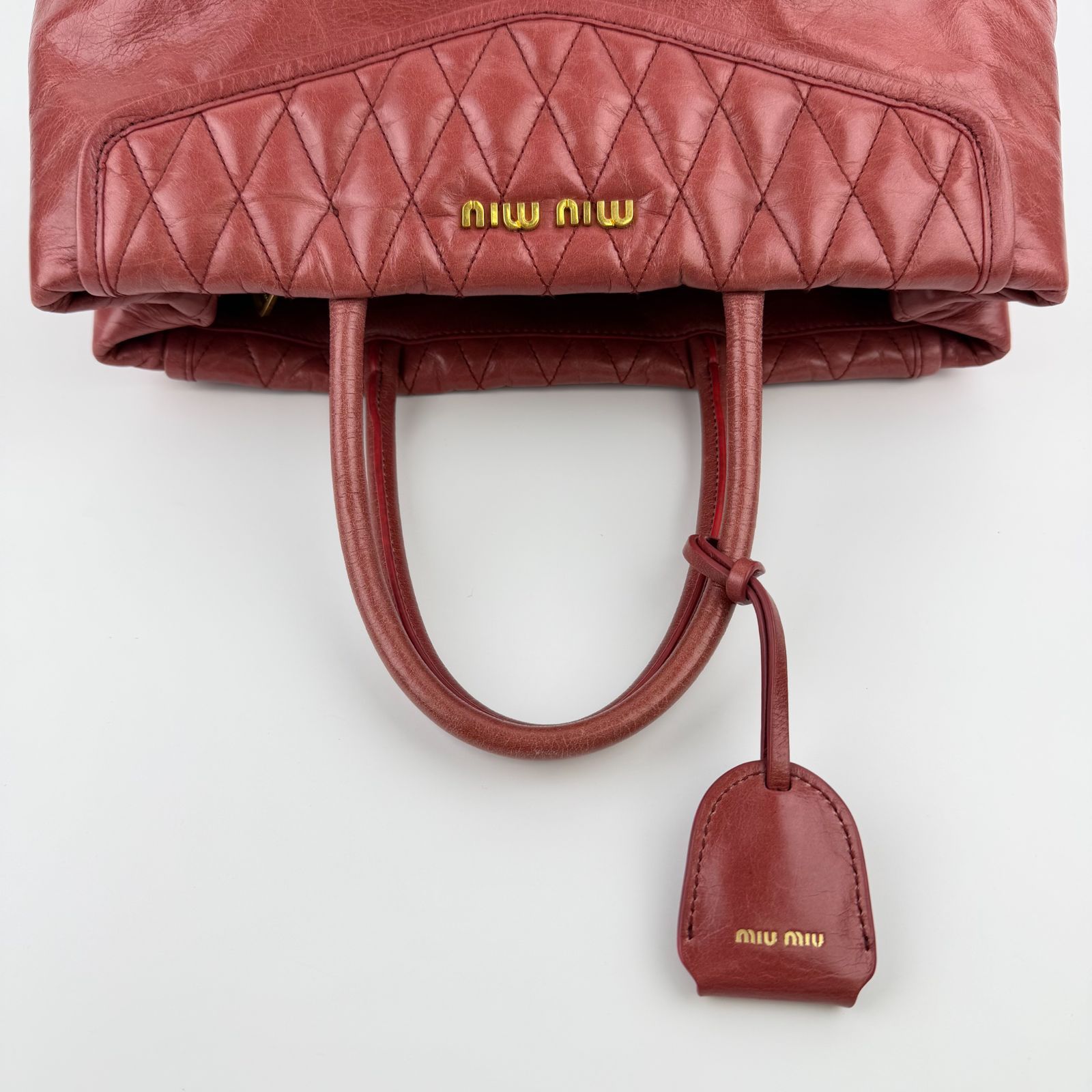 中古】MIU MIU ミュウミュウ ハンドバッグ トートバッグ レッド レザー 