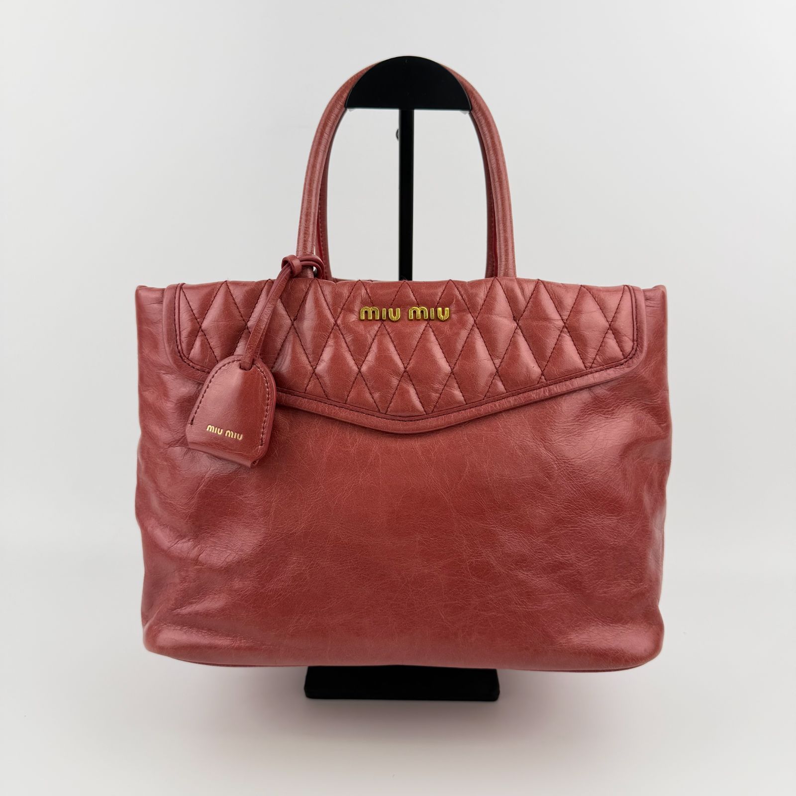 中古】MIU MIU ミュウミュウ ハンドバッグ トートバッグ レッド レザー 