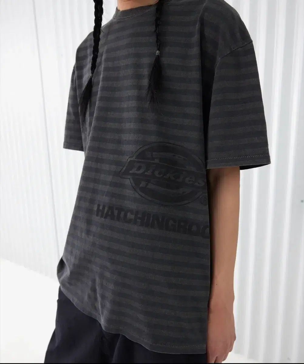 ディッキーズ ハッチングルーム ストライプ Tシャツ ダイド ブルー
