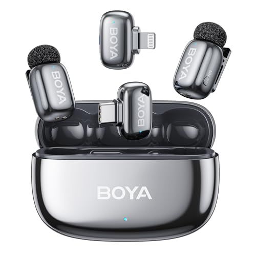 BOYA mini 2 ワイヤレスマイク 5g超軽量ピンマイク iPhone 17/16/15シリーズ対応 Android用集音マイク ノイズキャンセリング APPコントロール 伝送距離100m 30時間連続使用 クリップ式 Vlog撮影/動 182de2cf