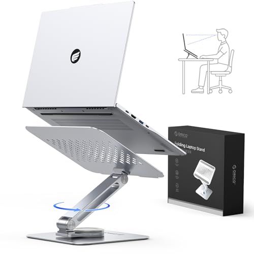 ORICO ノートパソコンスタンド 360°回転 エルゴノミクス設計 耐荷重約5kg アルミ合金製 ノートpc スタンド 放熱設計 折りたたみ式 ラップトップスタンド 省スペース 高さ・角度調整 滑り止めゴム 学習用 在宅ワークMacBook 020f8cd9