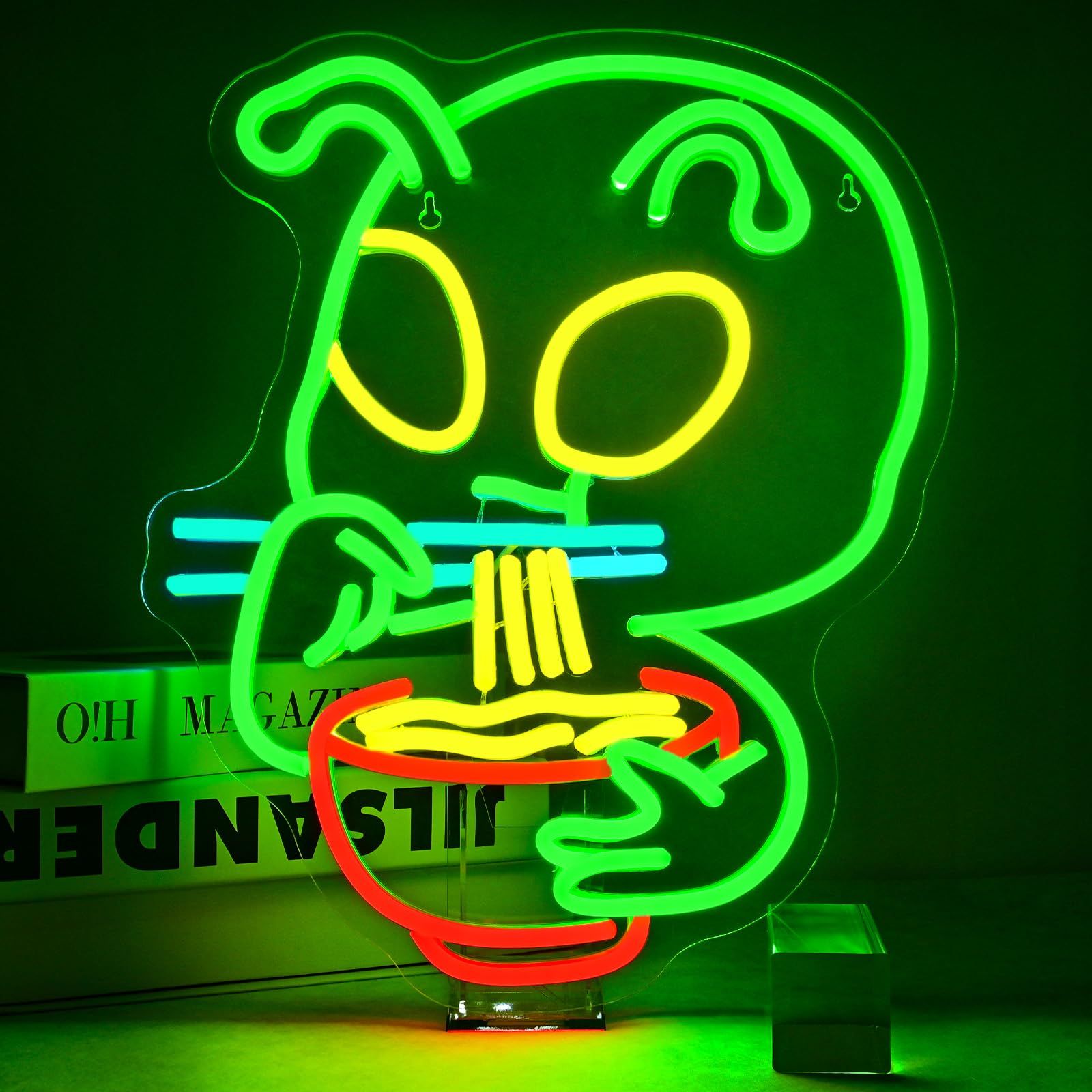 宇宙人ラーメンネオンサイン LED ネオンライト USB給電 ネオンサイン 38.5cm x 32cm 多階段調光可 部屋の装飾 ベッドルーム バー ホテル 若者向け面白ギフト 国内発送