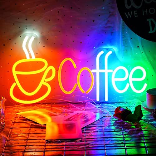 coffeeネオンサイン コーヒーledネオン管 レストラン ネオンライトサイン 店舗用ウォールサイン バー クラブ ホテル パーティー 装飾ライト（42.5cm?22cm） 国内発送