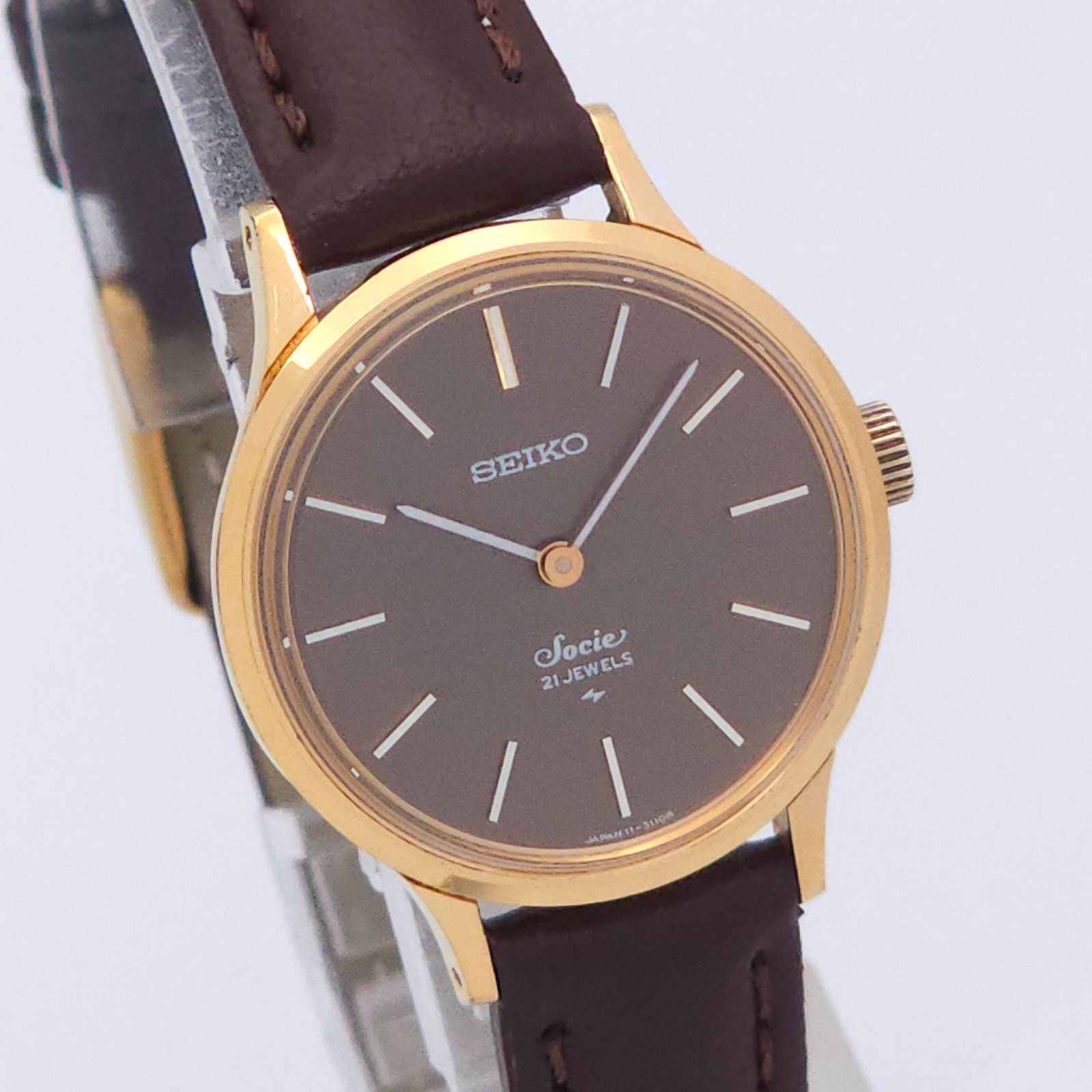 ★良品 SEIKO セイコー ソシエ 11-0870 手巻 動作品 茶色