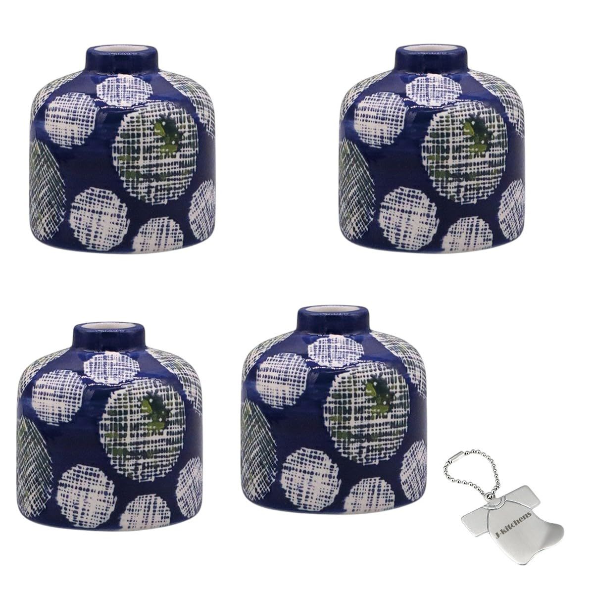 J-kitchens Select 4個入 セット 花瓶 陶器 フラワー 東欧風 フラワーベース L Φ8xH9.5cm ドット （オリジナルタグ１個付）No3056