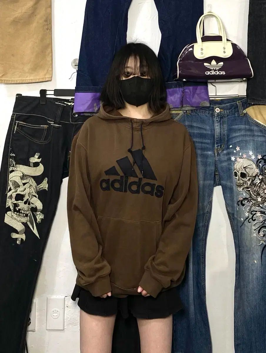 アディダス 極レア ブラウン オーバーサイズ フーディー Tシャツ L