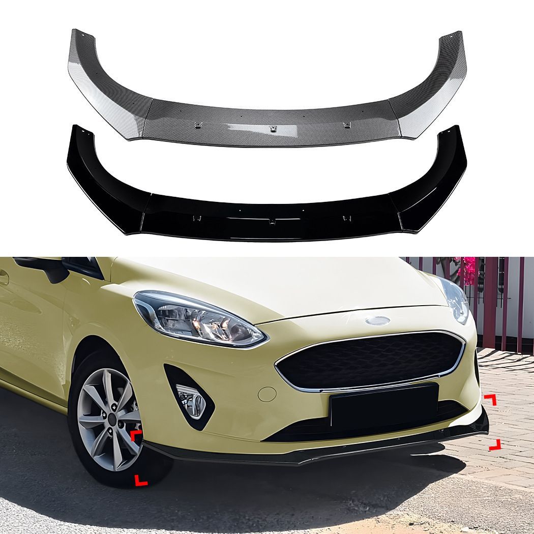 Ford Fiesta MK8 (フォード・フィエスタ MK8) 標準版 2018-2021専用 フロントリップスポイラー ABS製 カーボン調/ピアノブラック ドレスアップ効果 走行安定性向上 スポーティな印象 簡単取付 軽量高強度 耐候性 送料無料