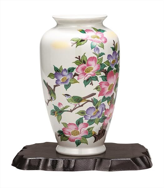 ナカマル『九谷焼』8号花瓶･花鳥(台付) K9-1326
