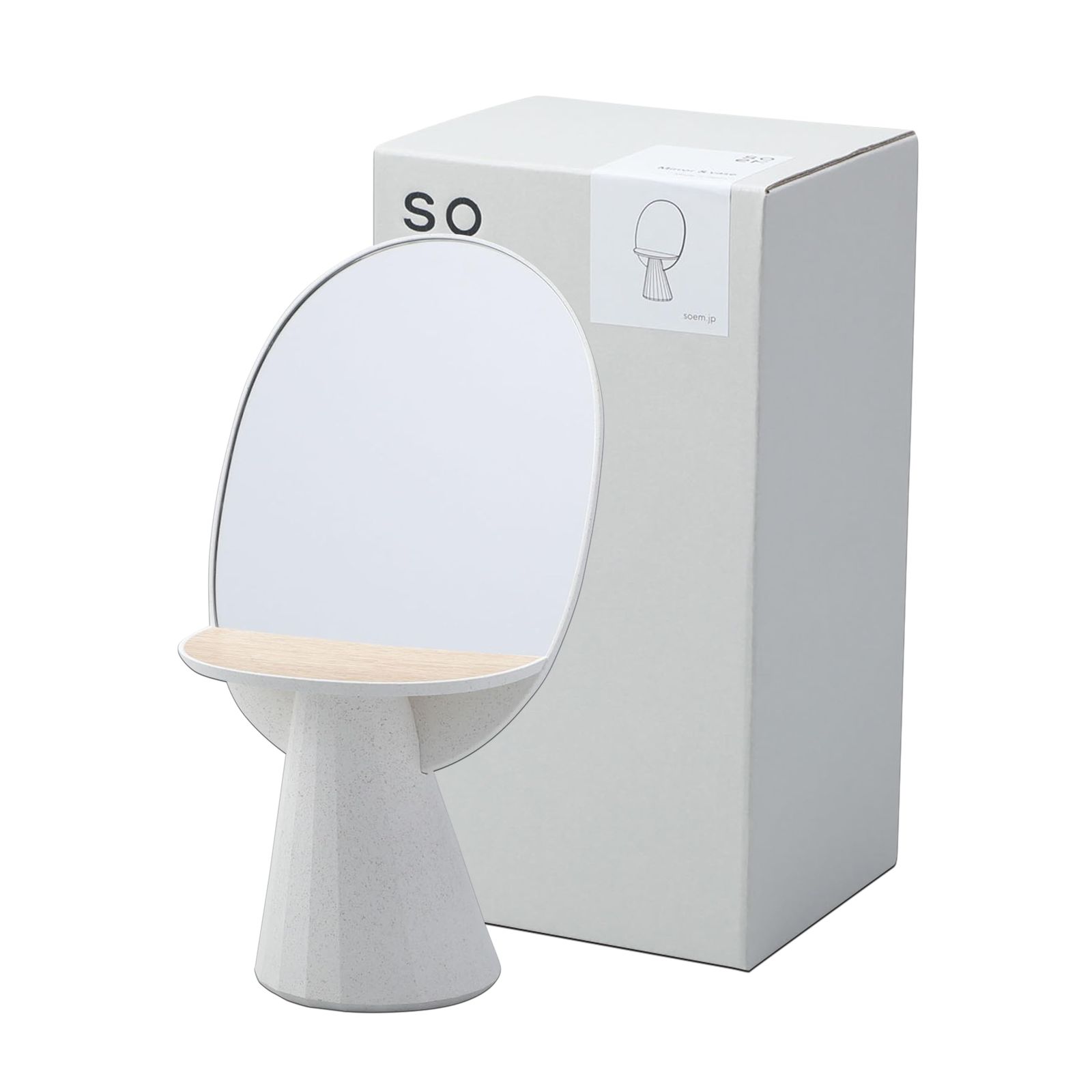 soem 【1台2役】ミラー＆ベース WH [日本製] 花瓶 鏡 フラワーベース 卓上ミラー スタンドミラー ギフト (ホワイト)