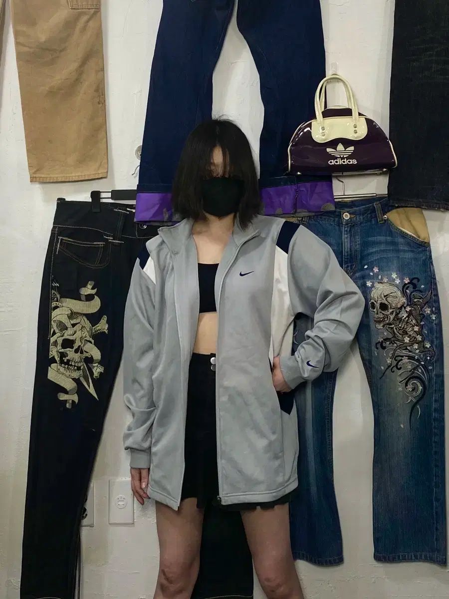 00s NIKE グレー ビックロゴ ジャージ L