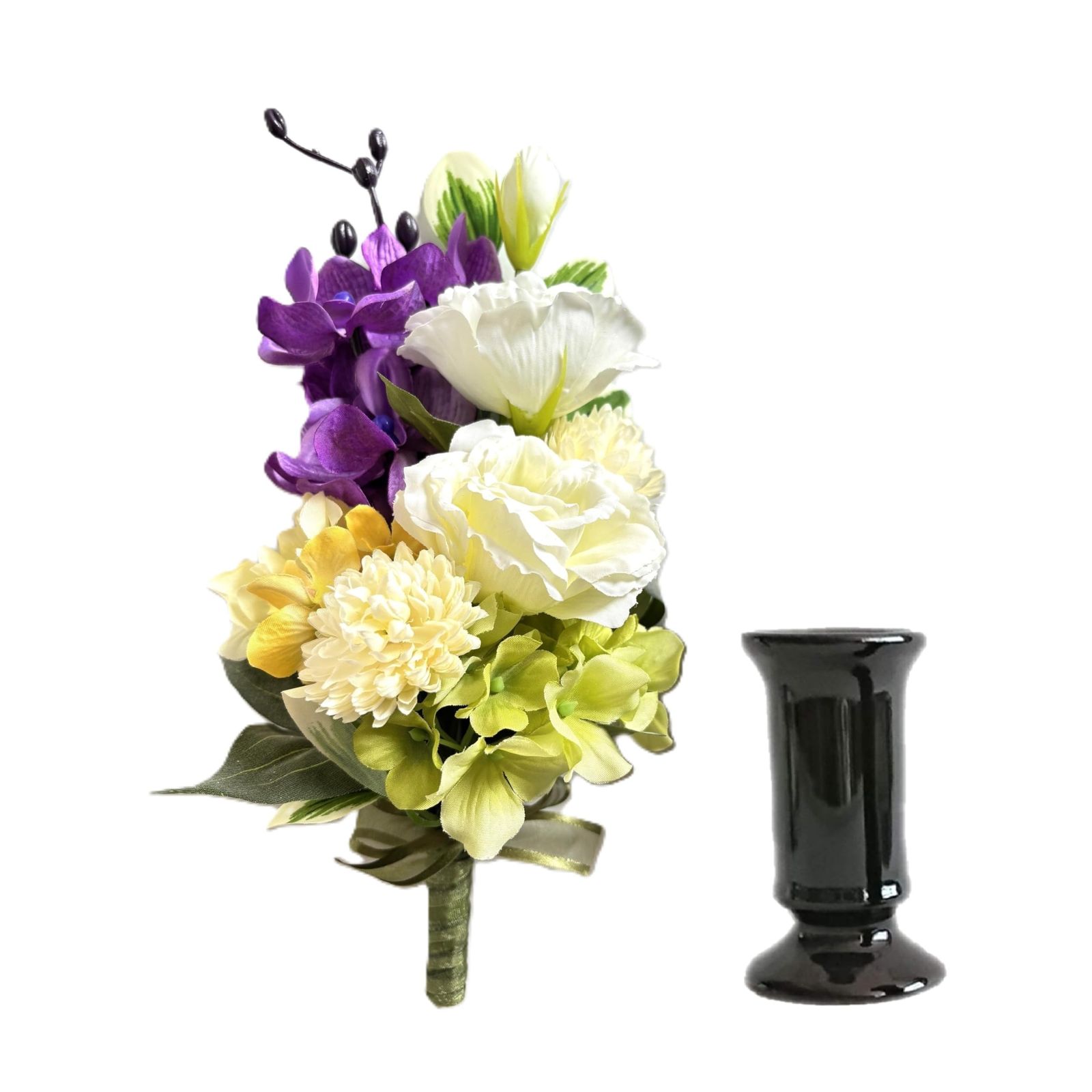 仏花 かほり 花瓶付き 花束タイプ 造花 日本製 アートフラワー 光触媒加工 仏壇花 上品 高級 お供 お悔やみ アトリエブルージュ正規取扱店 お彼岸 お盆 一周忌