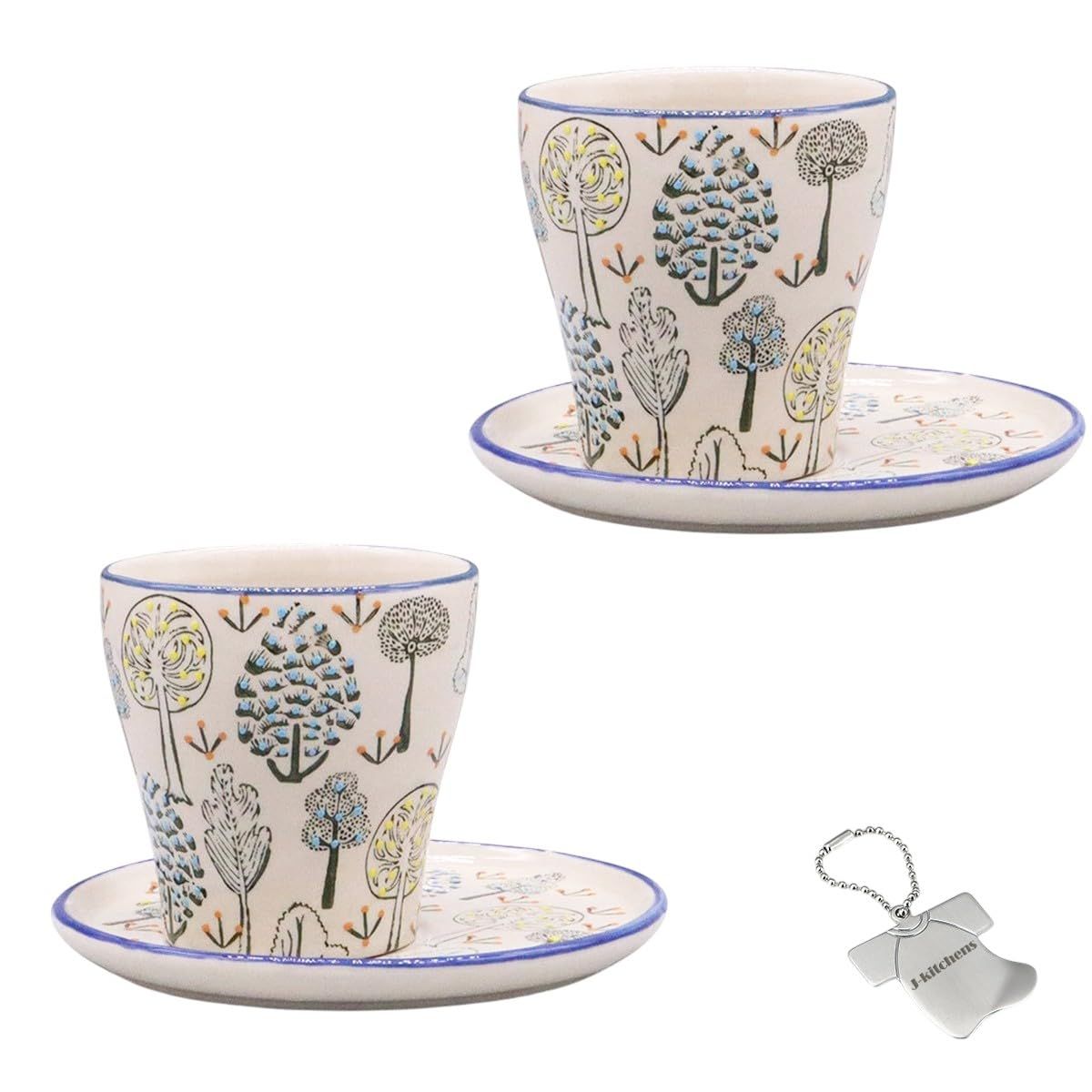 J-kitchens Select 2個入 セット 花瓶 陶器 植木鉢 フラワー 東欧風 フラワーベース D Φ8.5xH8.5cm ツリー （オリジナルタグ１個付）No4152