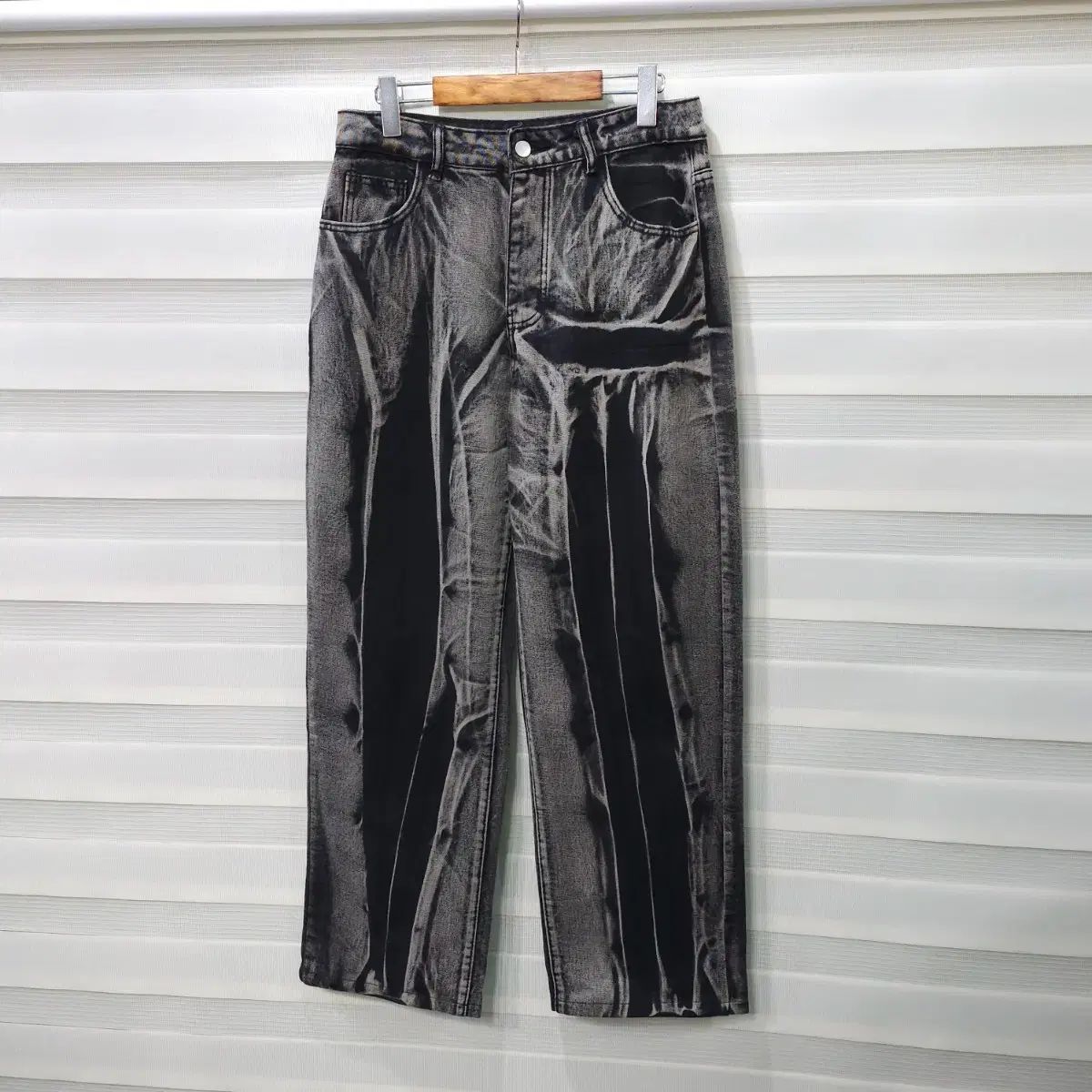 ブラック ウォッシュ加工 ヴィンテージ デニムパンツ - ウィメンズ L