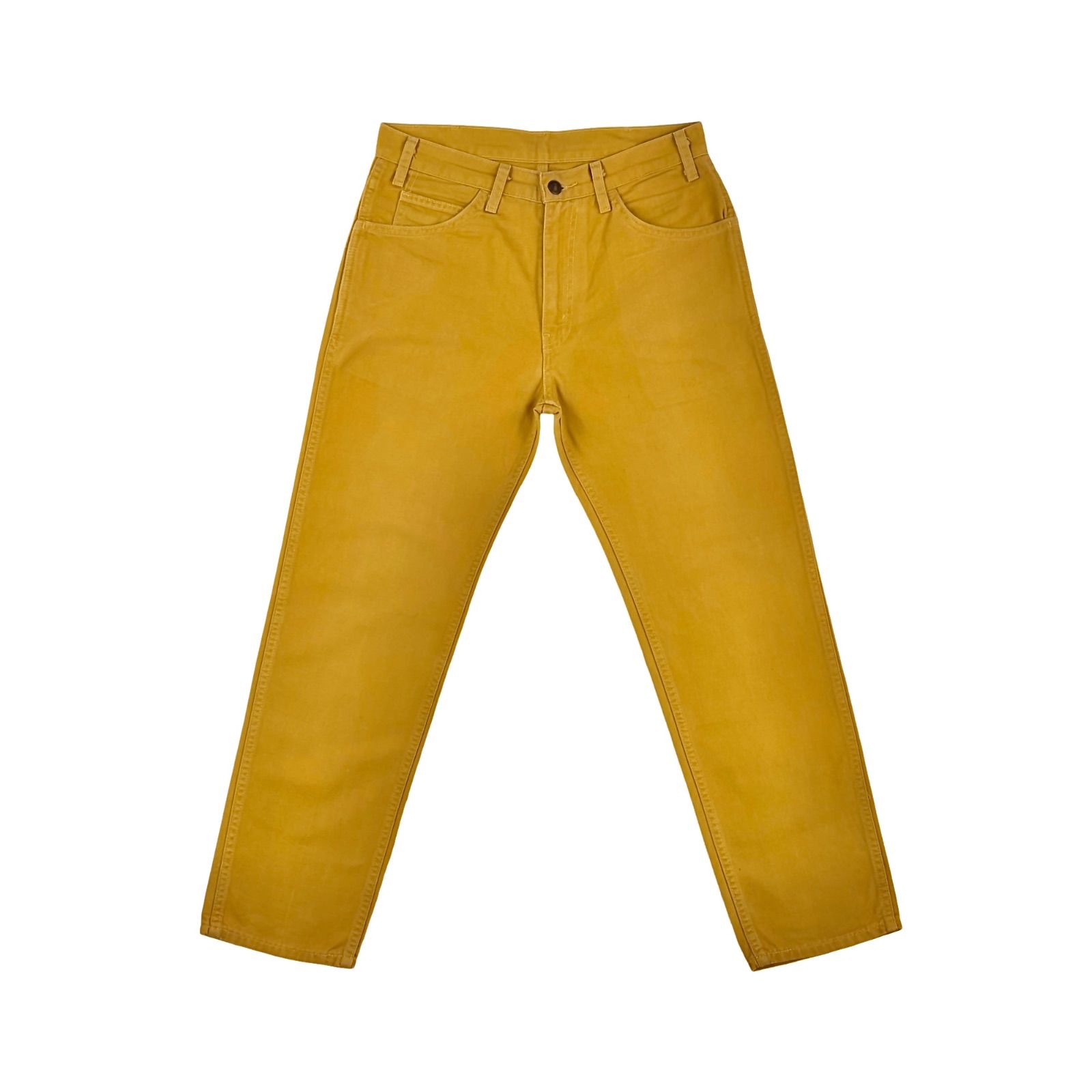 中古 LEVI’S VINTAGE CLOTHING LVC リーバイス ビンテージクロージング 56059-0001 ビッグE ホワイトタブ ダック キャンバス地 カラーパンツ ハーベストゴールド キャメルイエロー W30 ショップオーナー 私物 アーカイブ