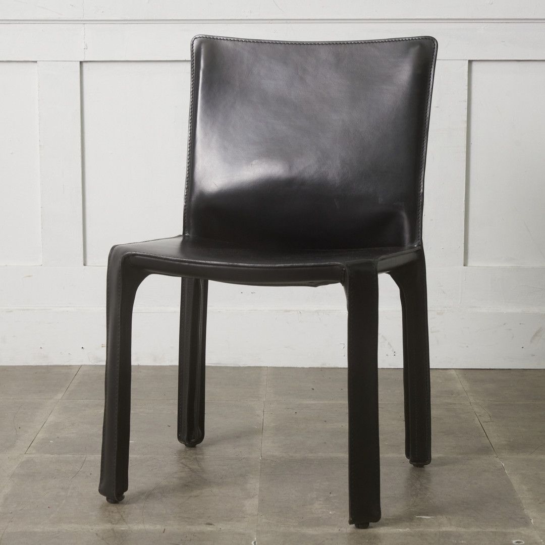 カッシーナ 414 CAB キャブチェア 本革 チェア ダイニングチェア 黒 MARIO BELLINI アームレスチェア ブラック Cassina モダン 100512