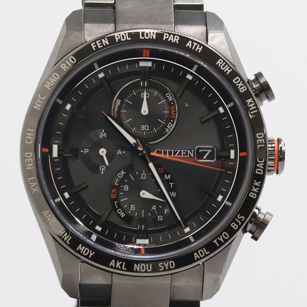 CITIZEN アテッサ 電波ソーラー 美品 腕時計 メンズ デイト ブラック