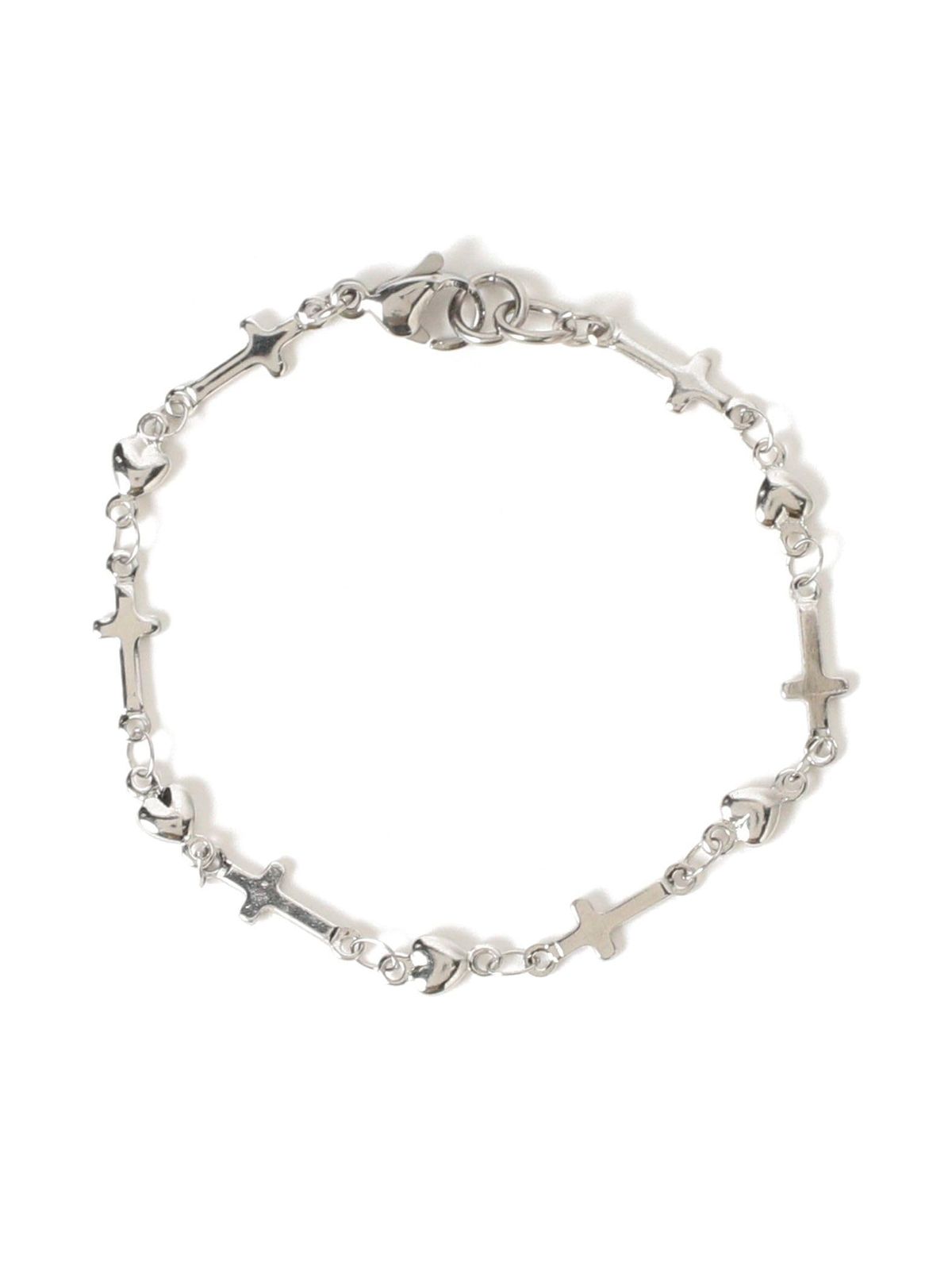 [レイビームス] アクセサリー ステンレス クロス & ハート ブレスレット レディース SILVER ONE SIZE