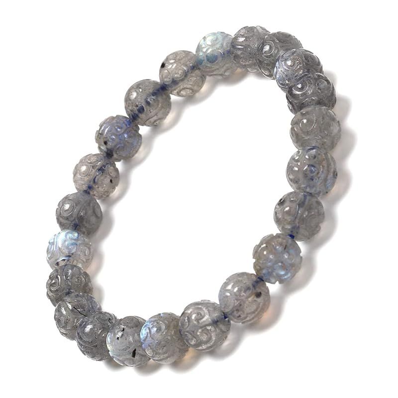 【新品】 [石輝] ラブラドライト 8.5mm 内周15cm ブレスレット 天然石 パワーストーン 桐箱入り [b638]