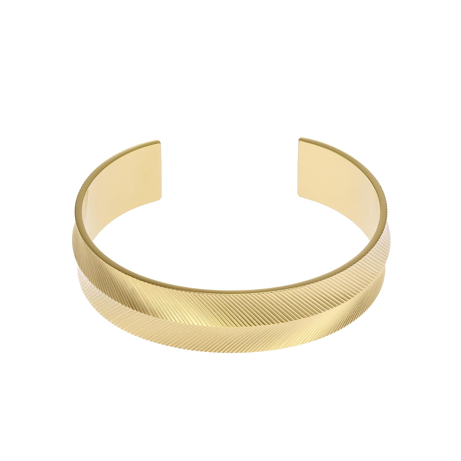 [フォッシル] レディース HARLOW LINEAR TEXTURE ゴールドトーン ステンレススチール カフブレスレット、JF04535710