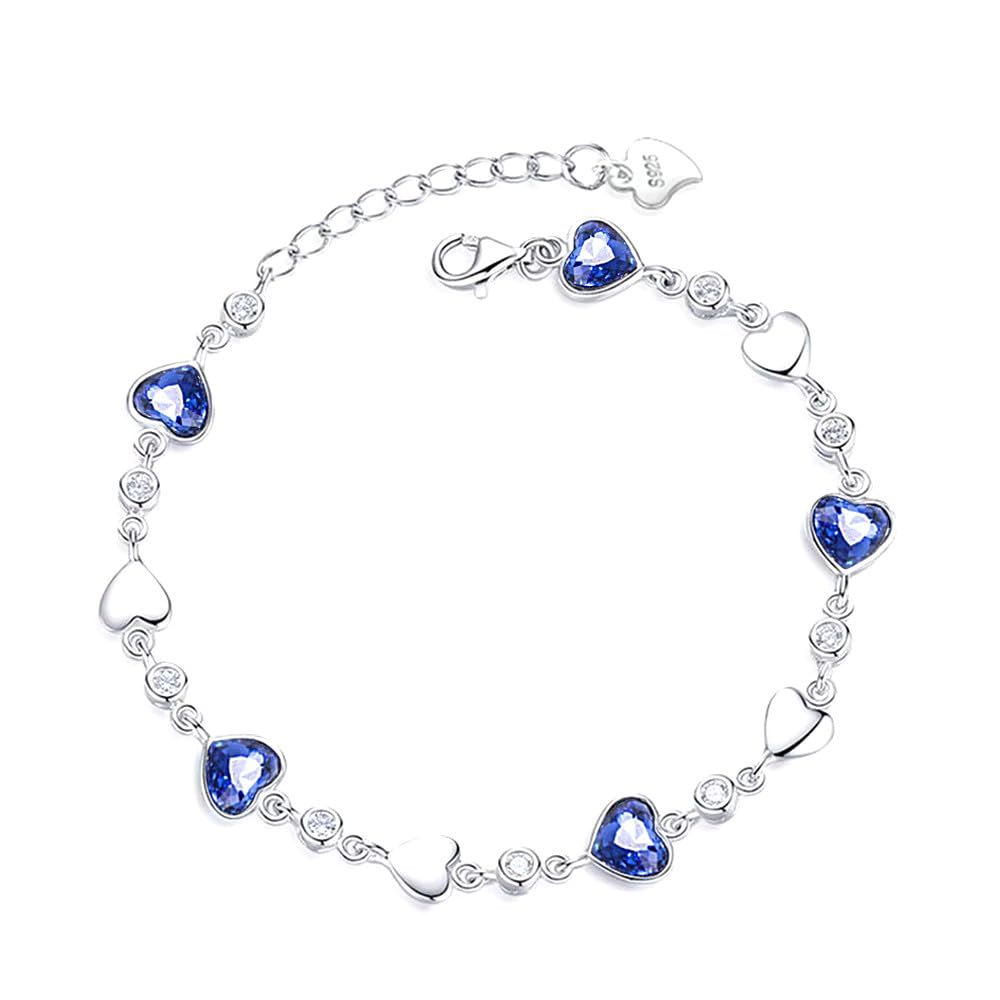 [Hollywood Showcase] ブレスレット ハート タンザナイト CZ 12月誕生石 S925 シルバー ハリウッド セレブ ジュエリー