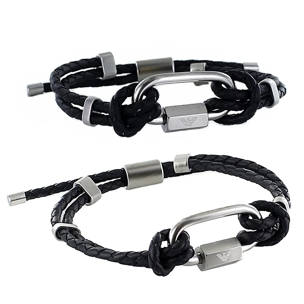 [エンポリオアルマーニ]EMPORIO ARMANI ペアブレスレット レザー アクセサリー メンズ レディース ユニセックス ブラック EGS2796040EGS2796040 [並行輸入品]