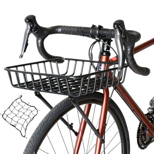 GORIX(ゴリックス) バスケット 自転車 カゴ ロードバイク ネット付属 大型 アルミ 軽量 着脱式 クロスバイク MTB 自転車用wb e019d975