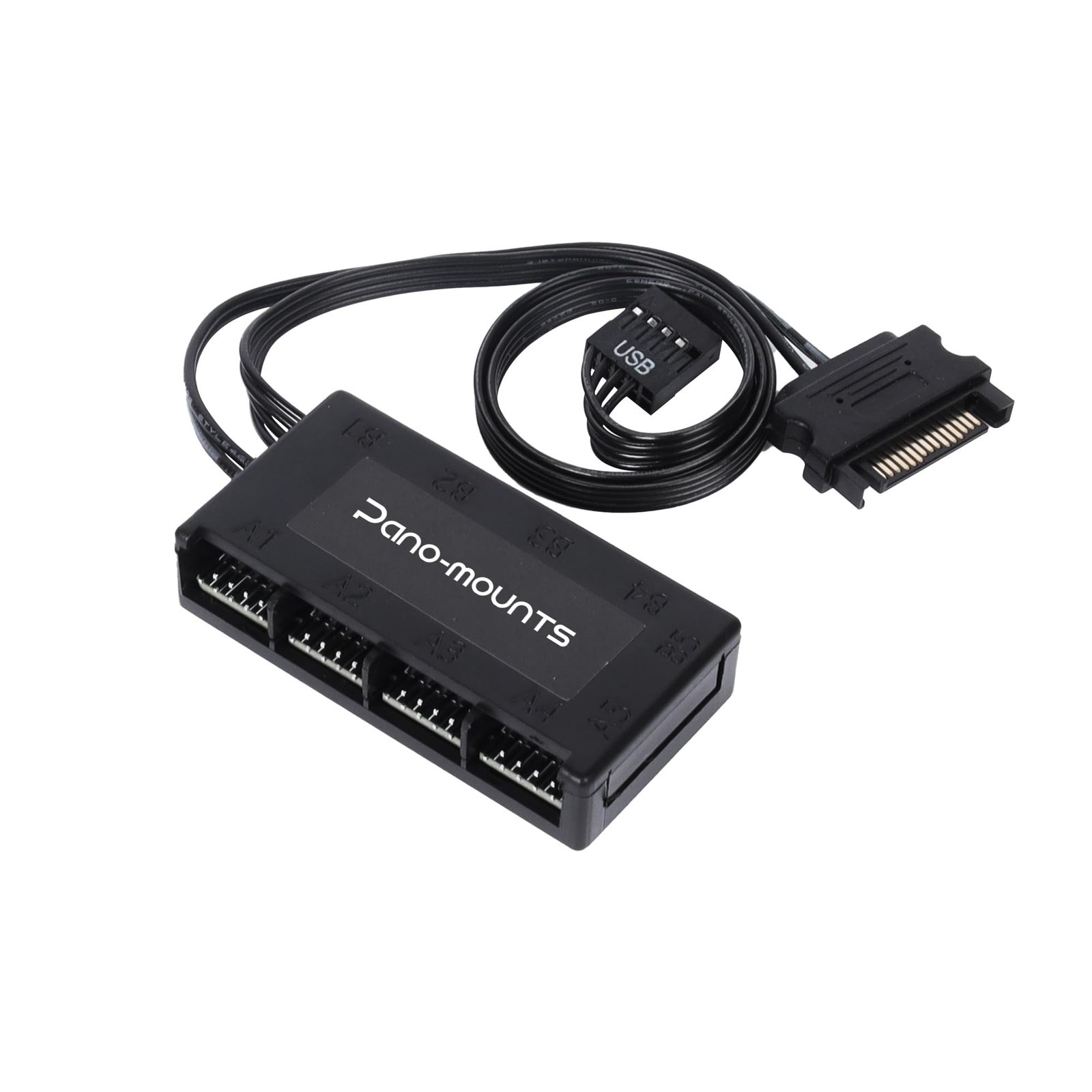 Pano-mounts Internal USB HUB マグネット式 マザーボード USB2.0増設 ハブ4ポート9ピン SATA電源/コンパクト設計USB分岐ハブ デュルディスプレイの拡張が可能 PCケーブル整理に最適 UFANHUB-4 ブラック