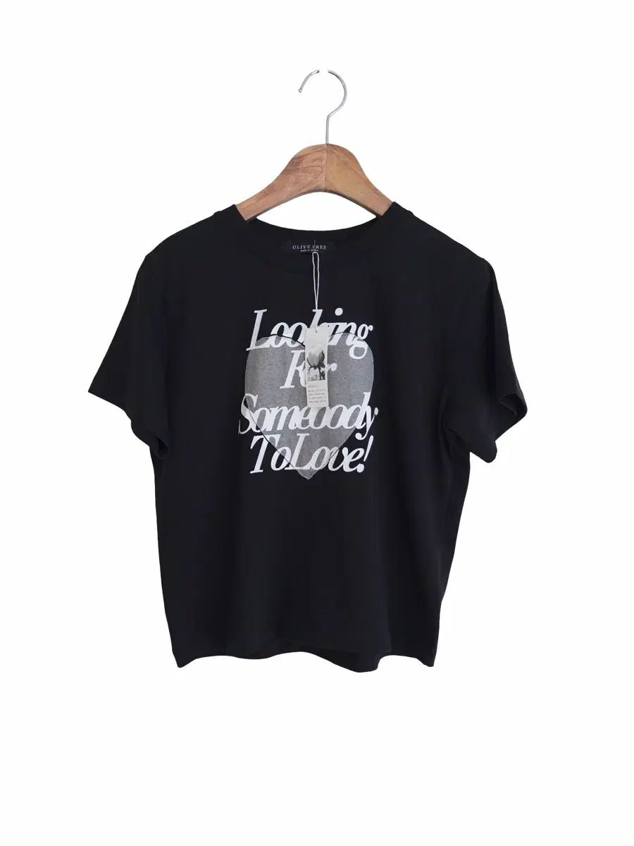 オーガニックコットン ラビング ハート レタリング Tシャツ - ハイクオリティ/ブラック