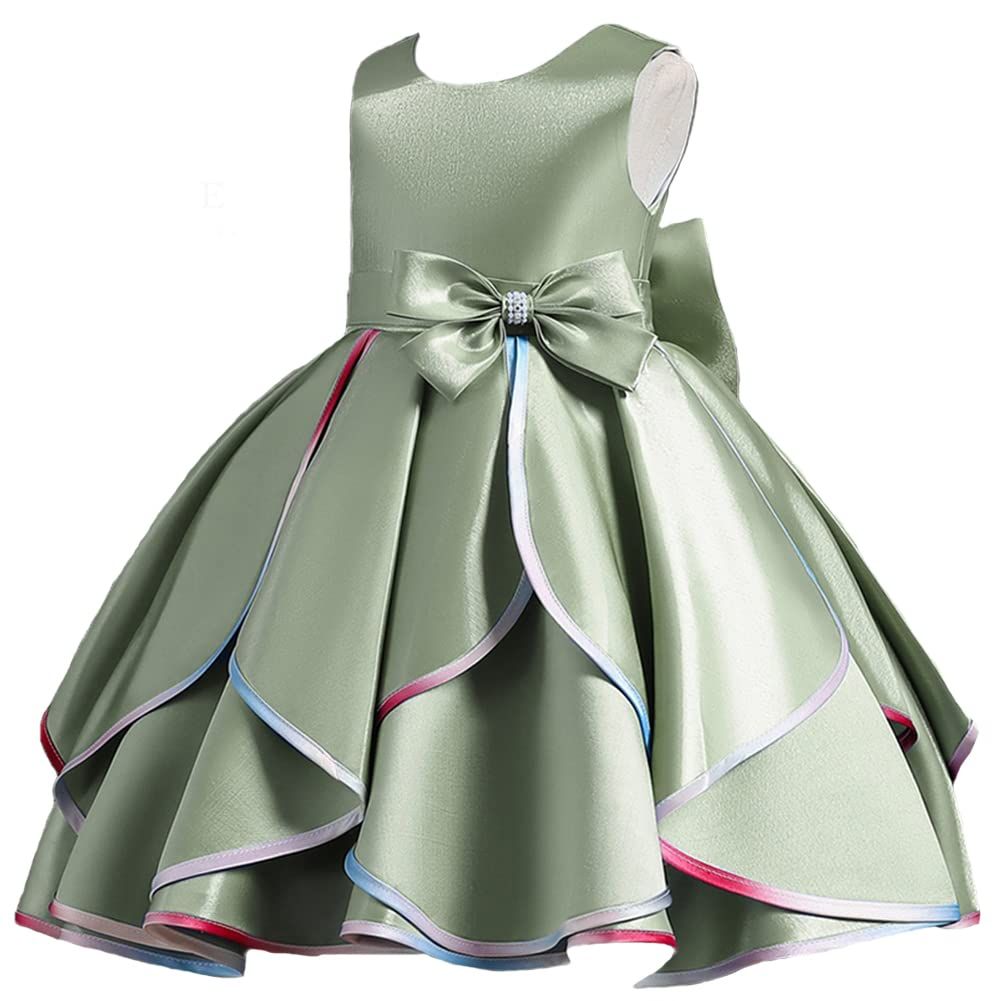 [FORPEND] 子供ドレス ピアノ発表会 結婚式 リボン 110 120 130 140 150cm 女の子 フォーマルドレス キッズ サテン フラワーガール KR30