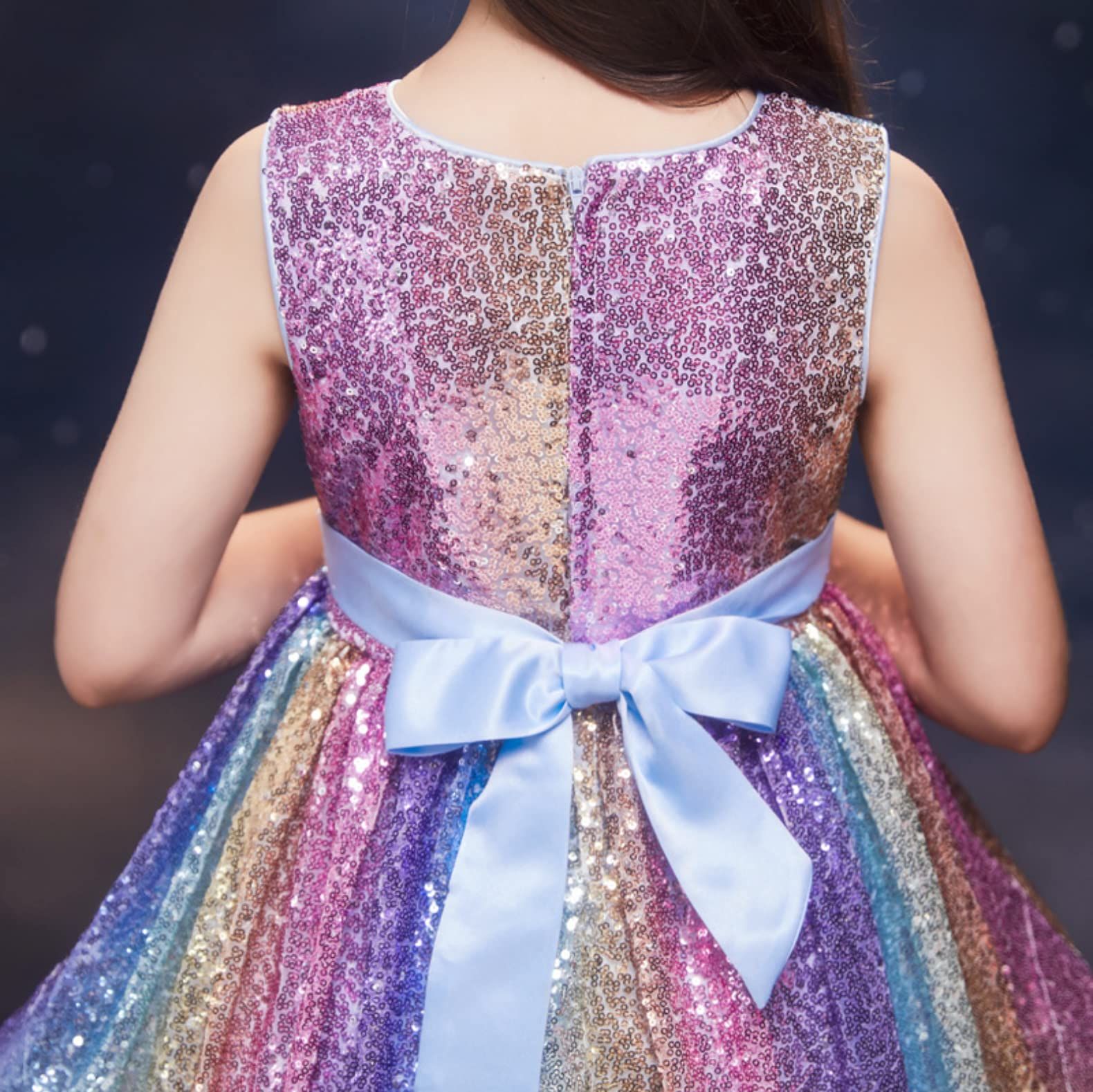 [LIANFOR] 女の子 ドレス 子供 キッズ チュール ドレス 虹色 フォーマル ワンピース ガールズ ピアノ 発表会 演奏会 結婚式 誕生日 結婚式 七五三 100-160cm(1/ピンク 140)