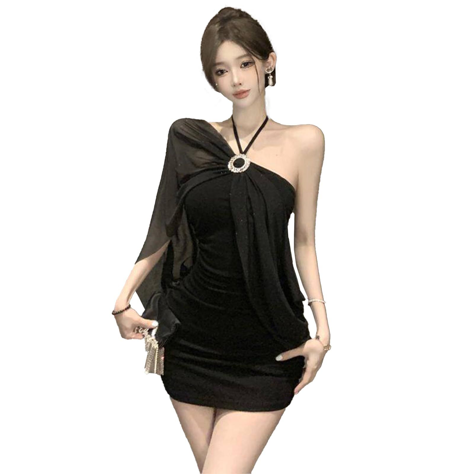 [Roseelynn] セクシー ワンピース 春 夏 ミニ オフショルダー ン リブ ボディコン フォーマル 上品 デート 普段着