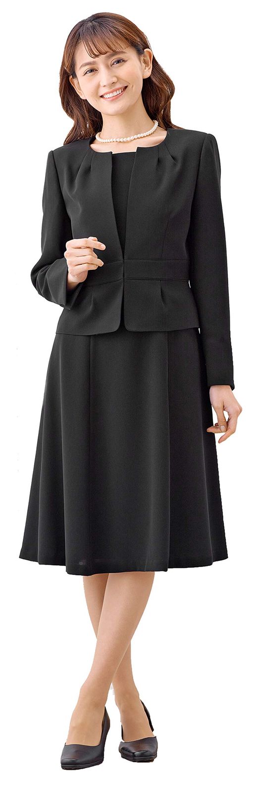 [マーガレット ゴールド] ブラックフォーマル レディース 喪服 前開き アンサンブル ワンピース 礼服 洗える 冠婚葬祭 m-470-07