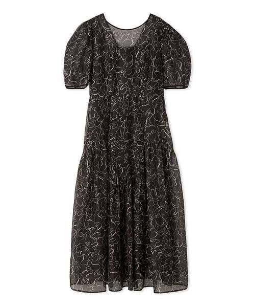[リリーブラウン] ラインフラワーオーガンザドレス LWFO244117 レディース BLK 0
