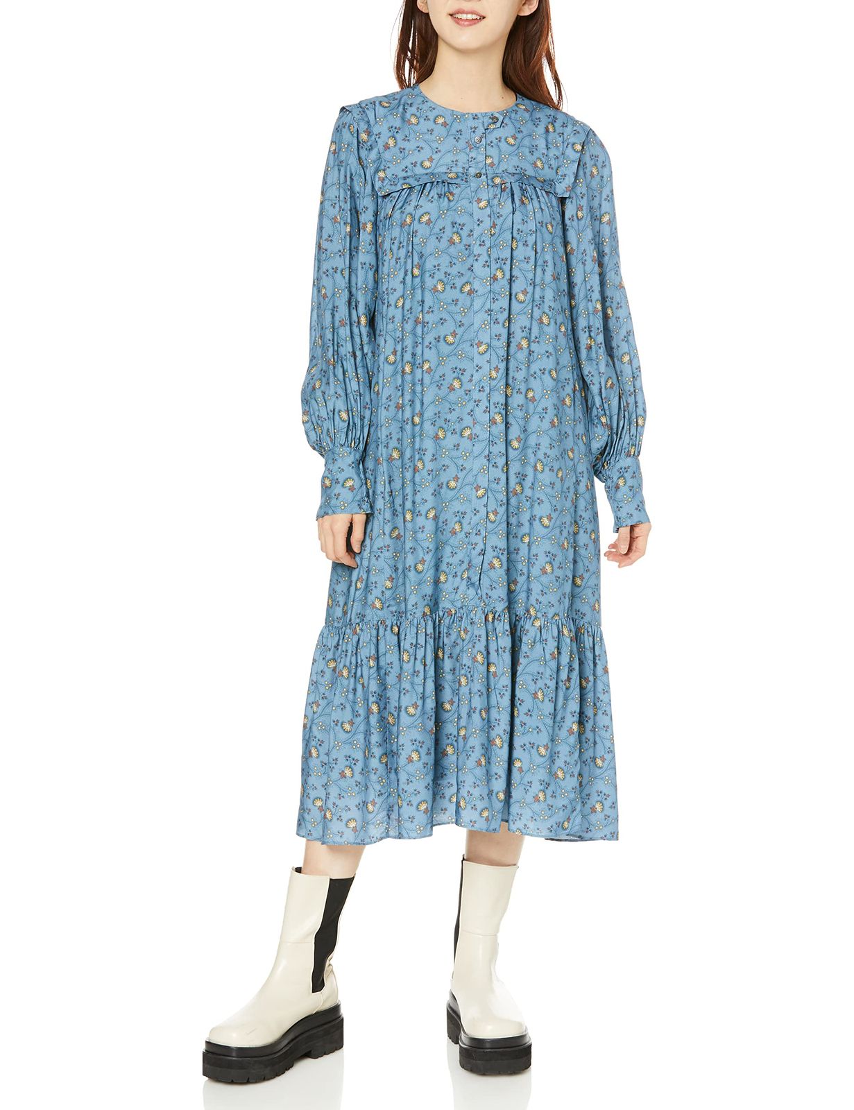 [ミルクフェド] フローラルパターンギャザードドレス FLORAL PATTERN GATHERED DRESS 10,019円
