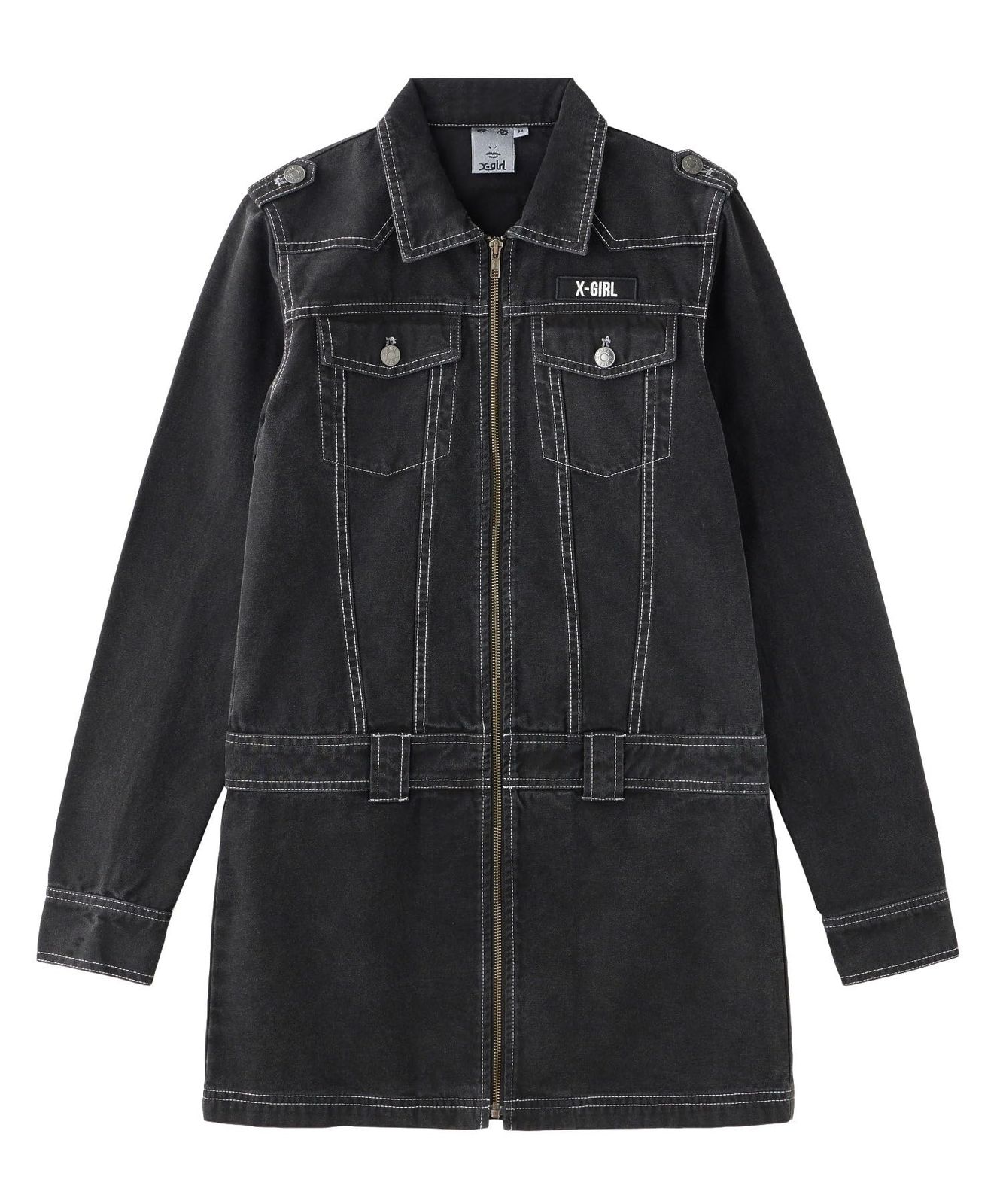 [エックスガール] カジュアルドレス TRUCKER MINI DRESS レディース BLACK