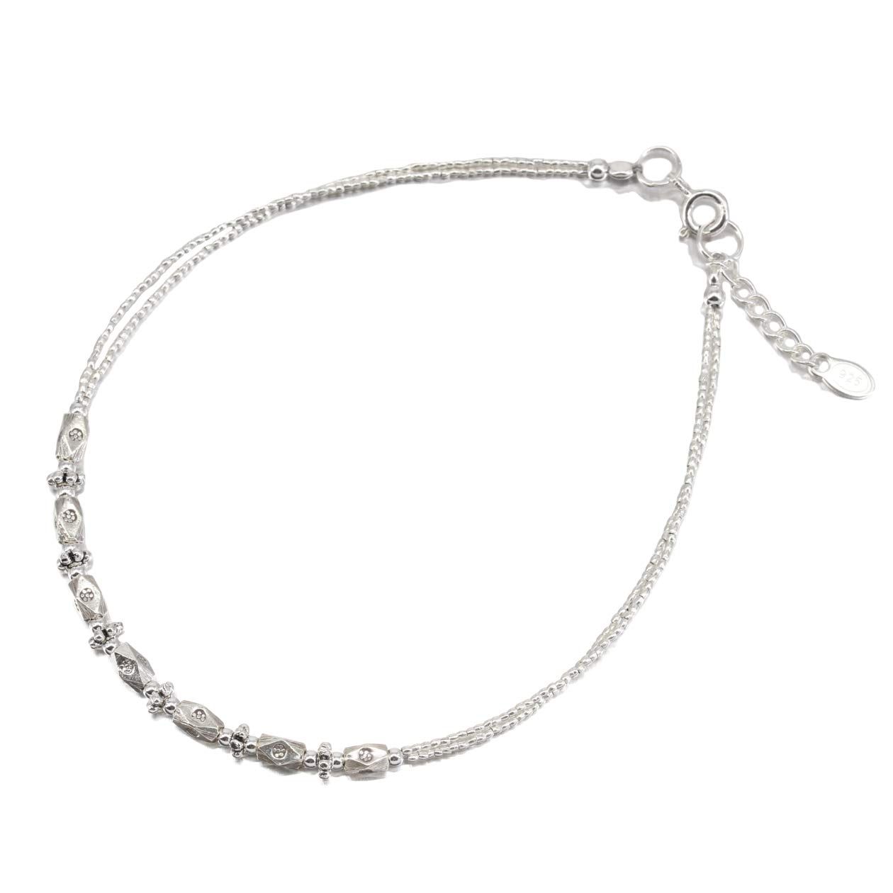orris カレン シルバー アンクレット 925 カレン族 重ね付け風 二重 ミサンガ メンズ