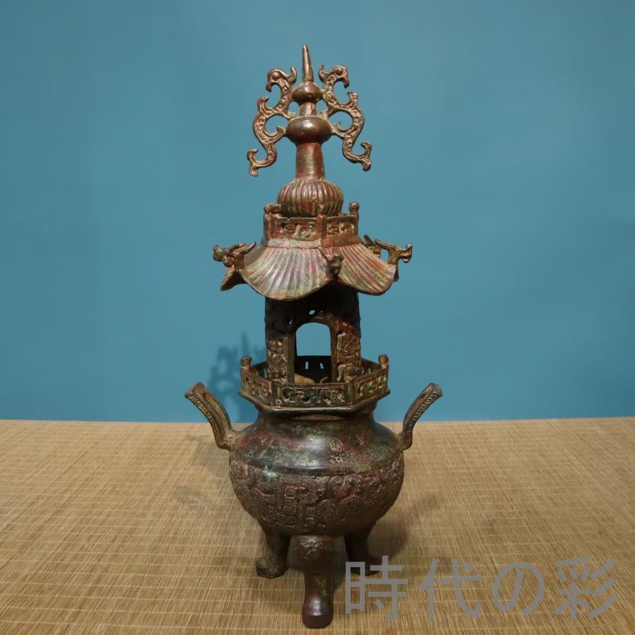 中国古美術 青銅器 鋳造 鏤空熏炉 香炉 工芸品 骨董 旧家蔵收 漢代様式 
