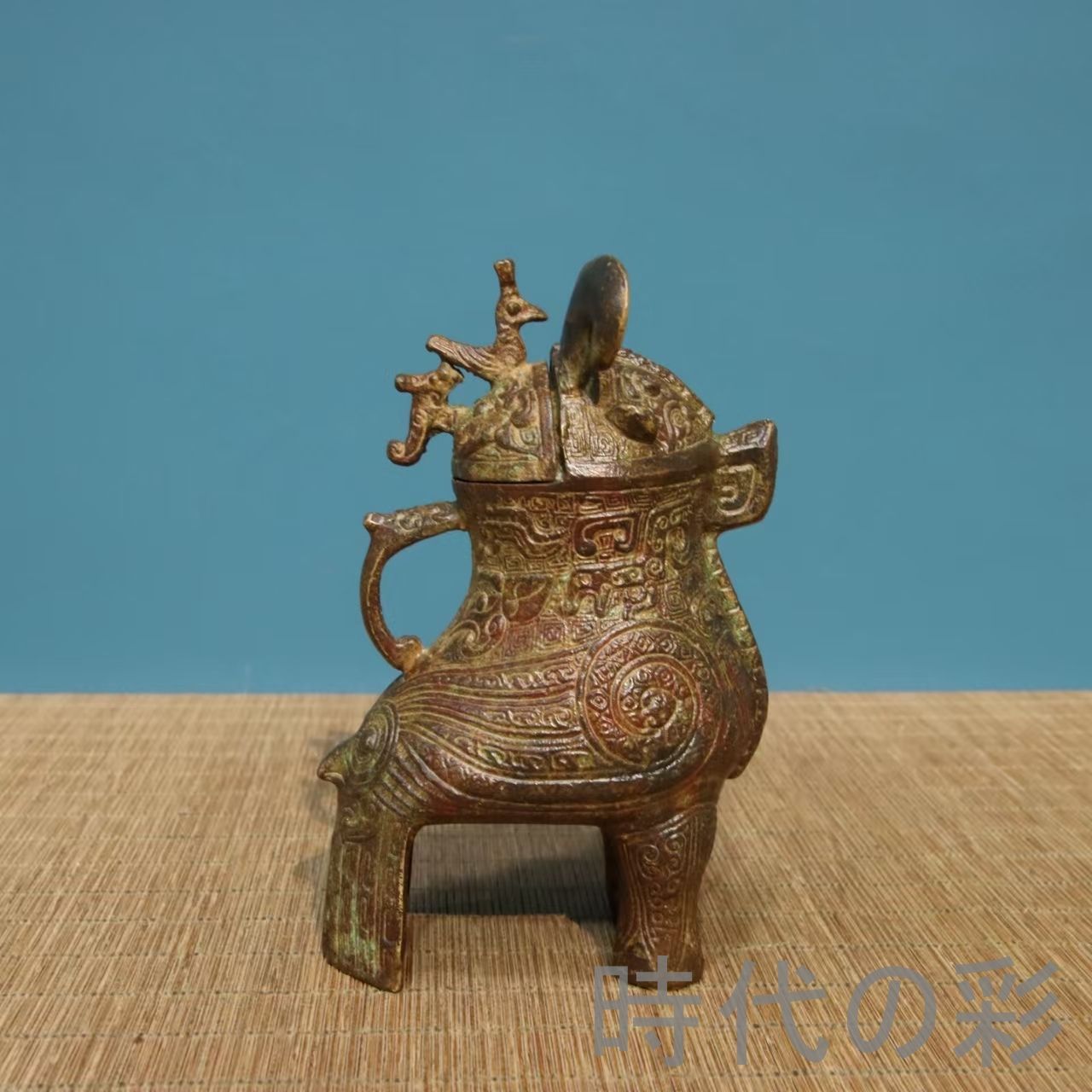中国古美術 青銅器 鋳造 鳥尊 酒器 礼器 工芸品 骨董 旧家蔵收 商周様式 中国美術 鑑賞用 古玩 時代物 R08042416