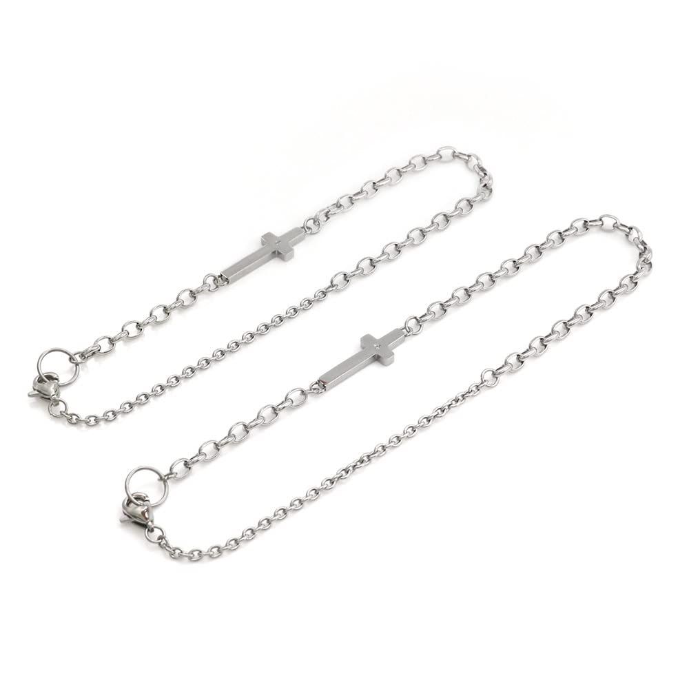 [Barzaz] バルザス］ ペアアクセサリー ブレスレット アンクレット 2WAY 金属アレルギー対応 ステンレス ダイヤモンド クロス 十字架