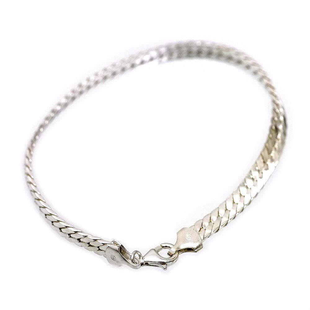 [シルバーワン] シルバー925 喜平ブレスレット メンズ si スエッジ [銀色 4面カット 幅5mm 厚1.5mm 長20cm]